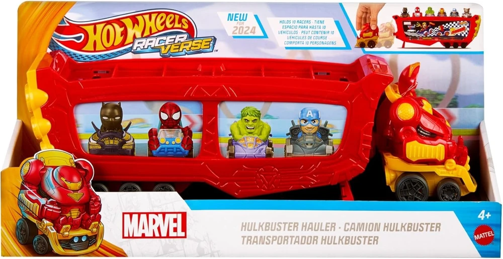 Sunkvežimis Marvel Hulkbuster Hauler Truck iš Hot Wheels RacerVerse, telpa 10 vnt.