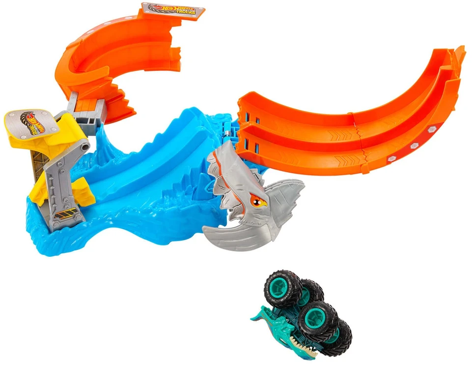 Hot Wheels žaislinis kamščiatraukio formos ryklys Shark Smash JFR08