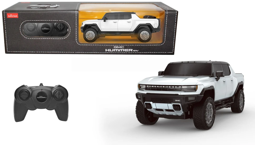 Hummer EV mastelis 1:26 Rastar 93100 valdomas baltas automobilis