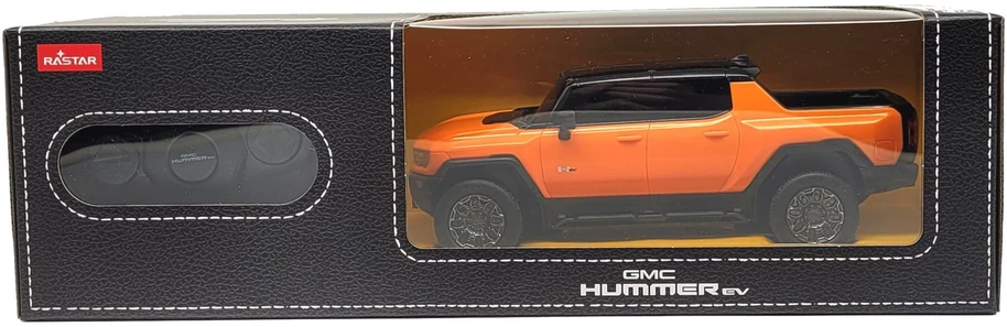 Hummer EV mastelis 1:26 Rastar 93100 valdomas oranžinis automobilis