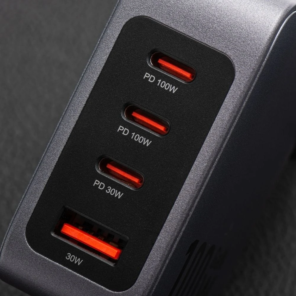 Telefono įkroviklis Forcell F-Energy GaN 3 x USB C + USB A QC4.0 PD 5A 100W VT-46 pilka