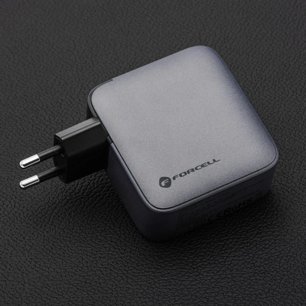 Telefono įkroviklis Forcell F-Energy GaN 3 x USB C + USB A QC4.0 PD 5A 100W VT-46 pilka