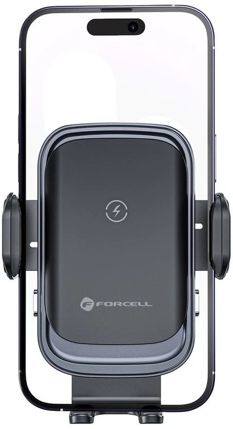 Belaidis automobilio telefono laikiklis Forcell F-Grip Grand F-24 15W oro išleidimo angos sidabrinis