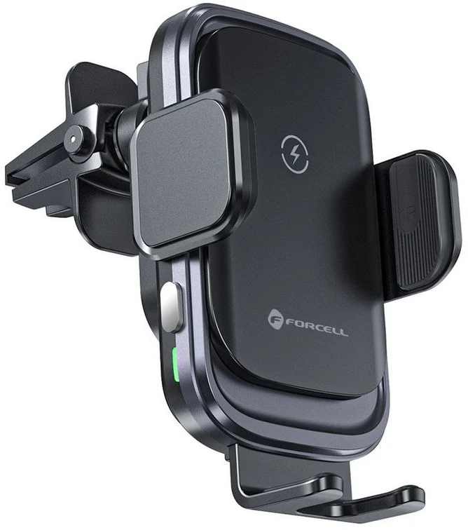 Belaidis automobilio telefono laikiklis Forcell F-Grip Grand F-24 15W oro išleidimo angos sidabrinis
