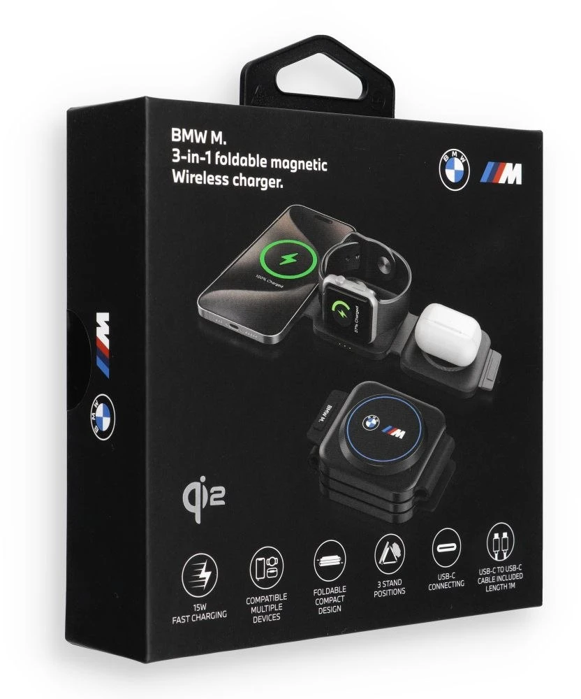 Belaidis įkroviklis 3in1 BMW M Q2 Print Logo mėlynos spalvos