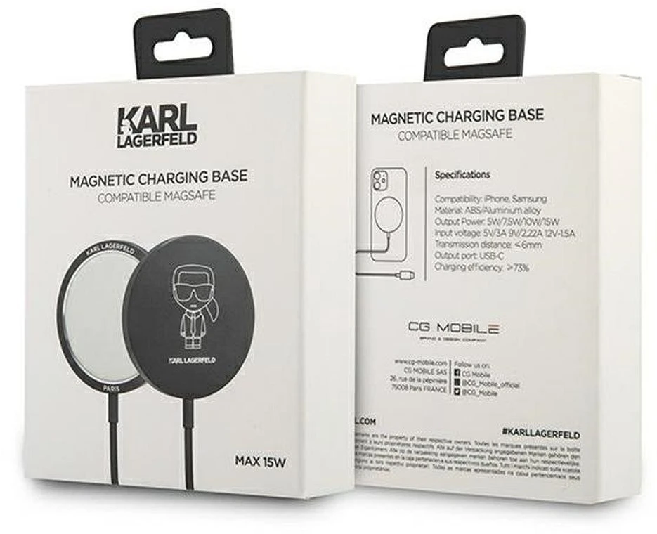 Karl Lagerfeld indukcinis įkroviklis KLCBMSIKBK 15W MagSafe