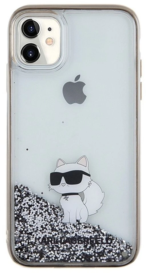 Apple iPhone 11 / XR Karl Lagerfeld dėklas Liquid Glitter Choupette (KLHCN61LKCNSK) skaidrus