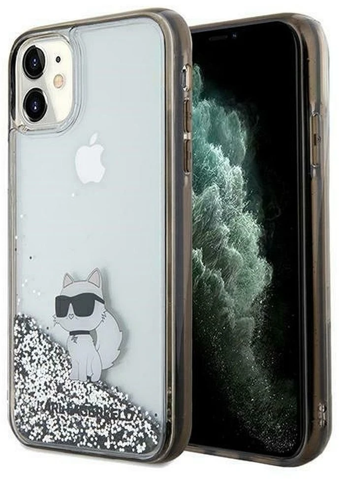 Apple iPhone 11 / XR Karl Lagerfeld dėklas Liquid Glitter Choupette (KLHCN61LKCNSK) skaidrus