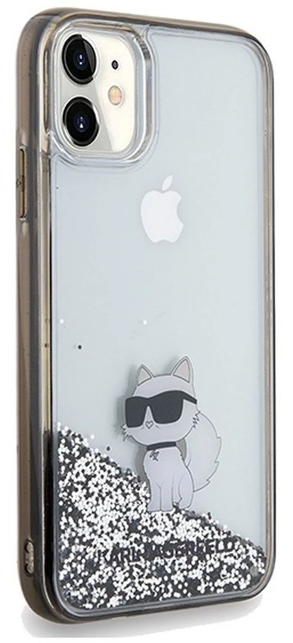 Apple iPhone 11 / XR Karl Lagerfeld dėklas Liquid Glitter Choupette (KLHCN61LKCNSK) skaidrus
