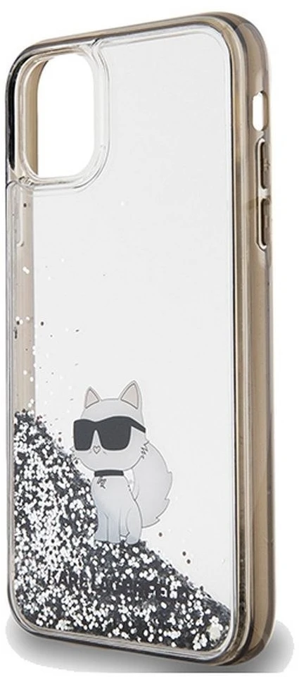 Apple iPhone 11 / XR Karl Lagerfeld dėklas Liquid Glitter Choupette (KLHCN61LKCNSK) skaidrus