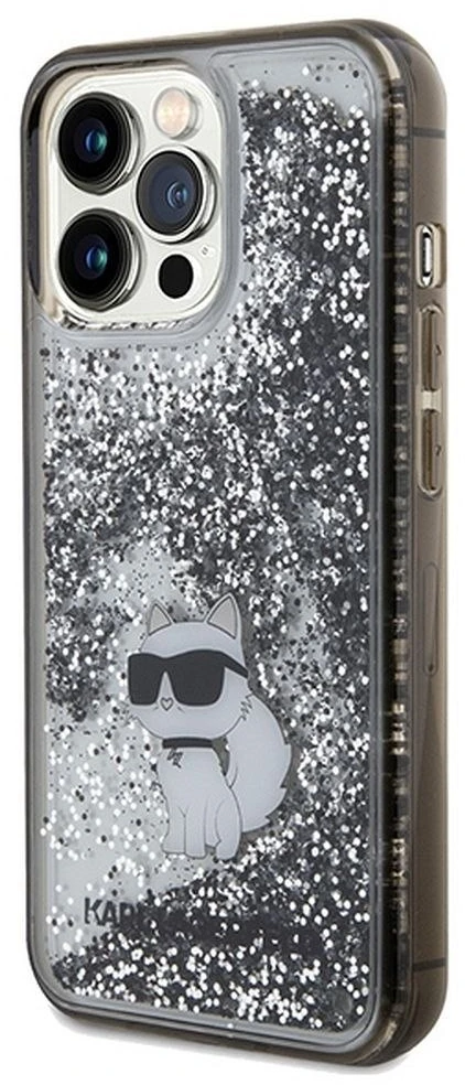 Karl Lagerfeld KLHCP13LLKCNSK iPhone 13 Pro / 13 6.1″ skaidrus kietas dėklas Liquid Glitter Choupette