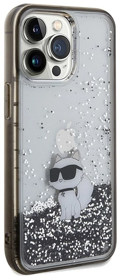 Karl Lagerfeld KLHCP13LLKCNSK iPhone 13 Pro / 13 6.1″ skaidrus kietas dėklas Liquid Glitter Choupette