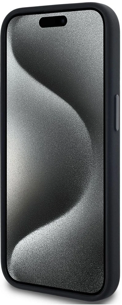 Dėklas Karl Lagerfeld Silicone Shadow Metal Initial MagSafe iPhone 15 juodos spalvos