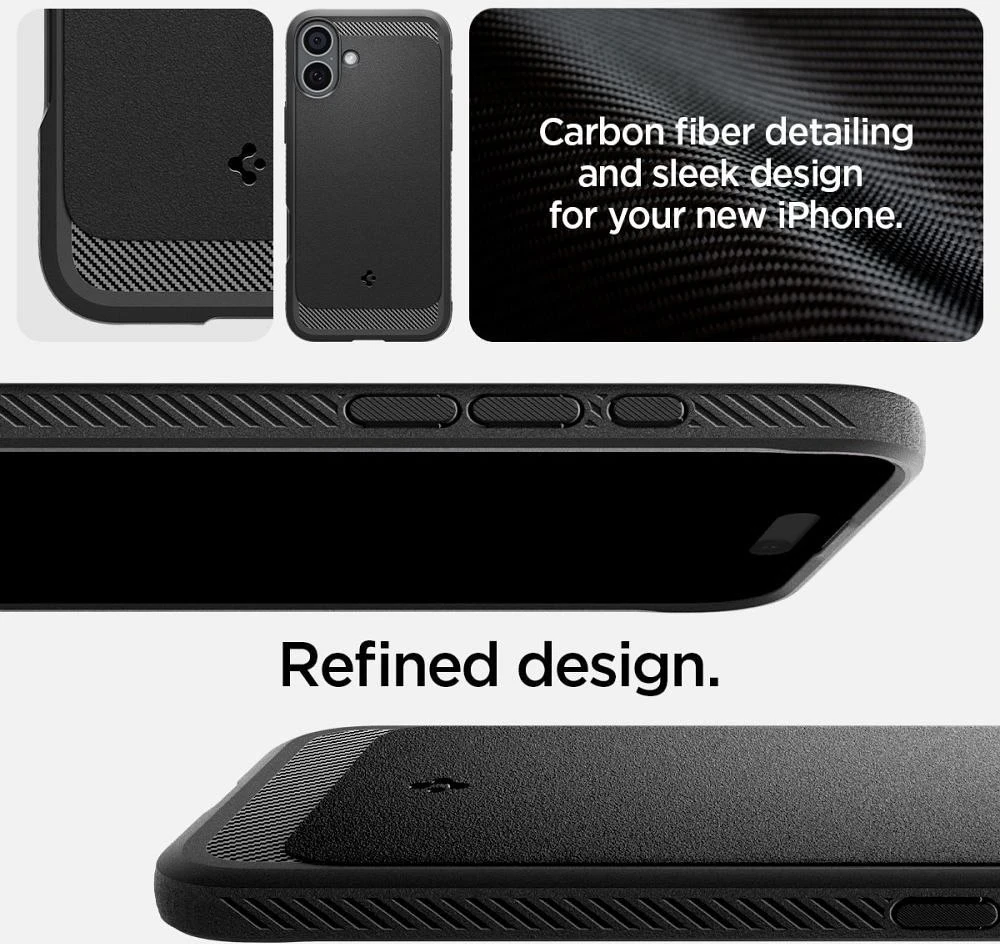 Spigen dėklas RUGGED ARMOR MAG compatible su MagSafe skirtas iPhone 16 matte juodos spalvos
