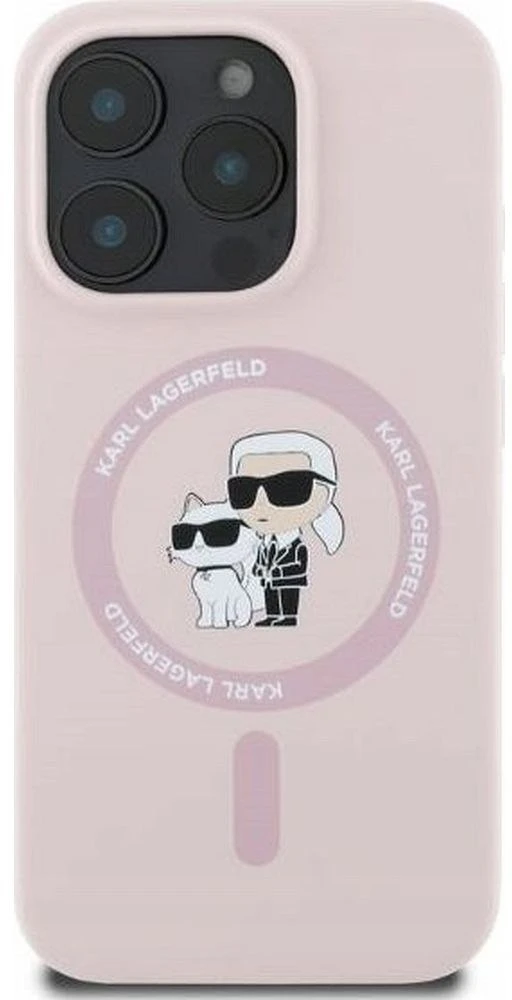 Karl Lagerfeld KLHMP16MSCMKCRHP iPhone 16 Plus 6.7″ rožinės spalvos kietas dėklas Silicone Karl&Choupette Head