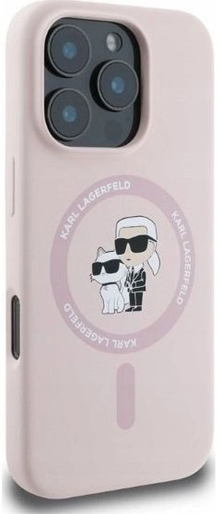 Karl Lagerfeld KLHMP16MSCMKCRHP iPhone 16 Plus 6.7″ rožinės spalvos kietas dėklas Silicone Karl&Choupette Head