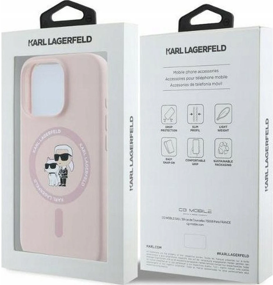 Karl Lagerfeld KLHMP16MSCMKCRHP iPhone 16 Plus 6.7″ rožinės spalvos kietas dėklas Silicone Karl&Choupette Head