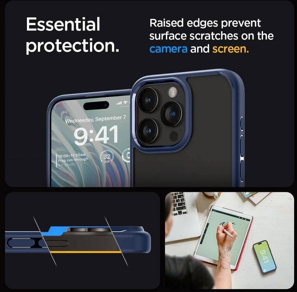 Spigen dėklas ULTRA HYBRID skirtas iPhone 16 Pro Max navy mėlynas