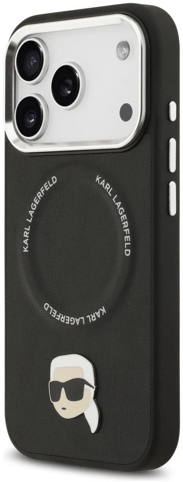 Karl Lagerfeld Karl Pin MagSafe dėklas iPhone 17 Pro juodos spalvos