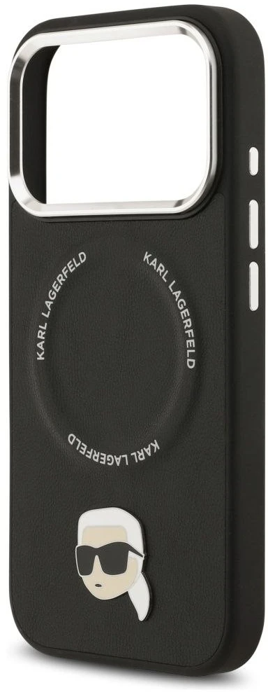 Karl Lagerfeld Karl Pin MagSafe dėklas iPhone 17 Pro juodos spalvos