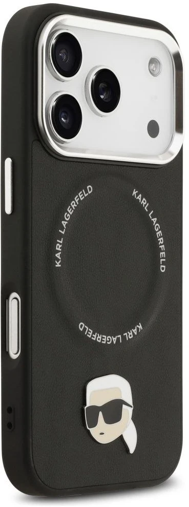 Karl Lagerfeld Karl Pin MagSafe dėklas iPhone 17 Pro juodos spalvos