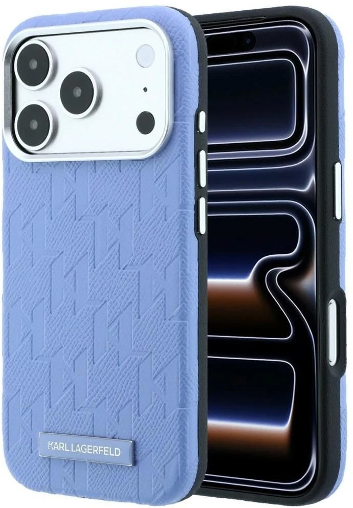 Karl Lagerfeld dėklas IPHONE 18 Pro/17 Pro suderinamas su MagSafe (Mono Resin Logo) šviesiai mėlynas