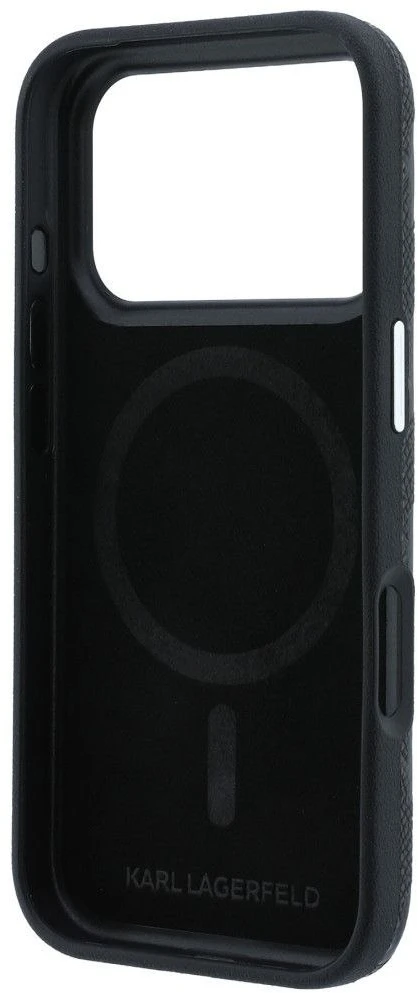 Karl Lagerfeld dėklas, suderinamas su IPHONE 18 Pro/17 Pro ir MagSafe (Mono Resin Logo), juodas