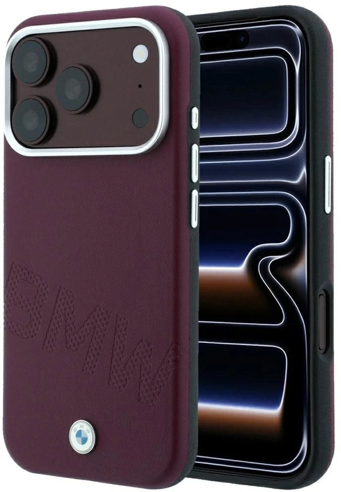 BMW „Sign Inclined Deboss“ dėklas su MagSafe, skirtas iPhone 17 Pro / 18 Pro – bordo spalvos