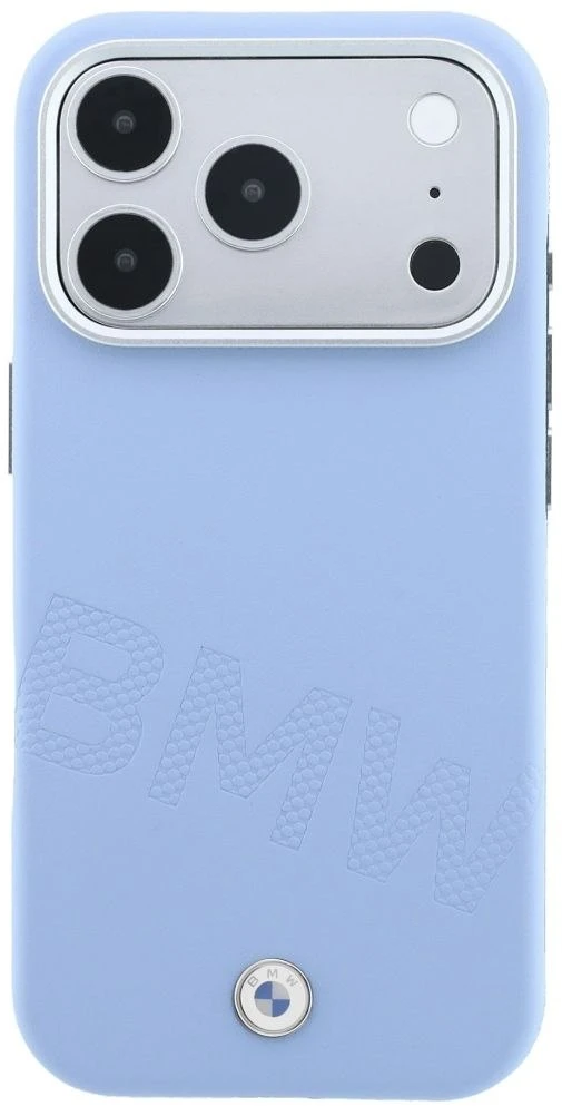 BMW ženklelio įspaustos raidės, nuožulnus dizainas, MagSafe dėklas, skirtas iPhone 17 Pro / 18 Pro – Mėlyna
