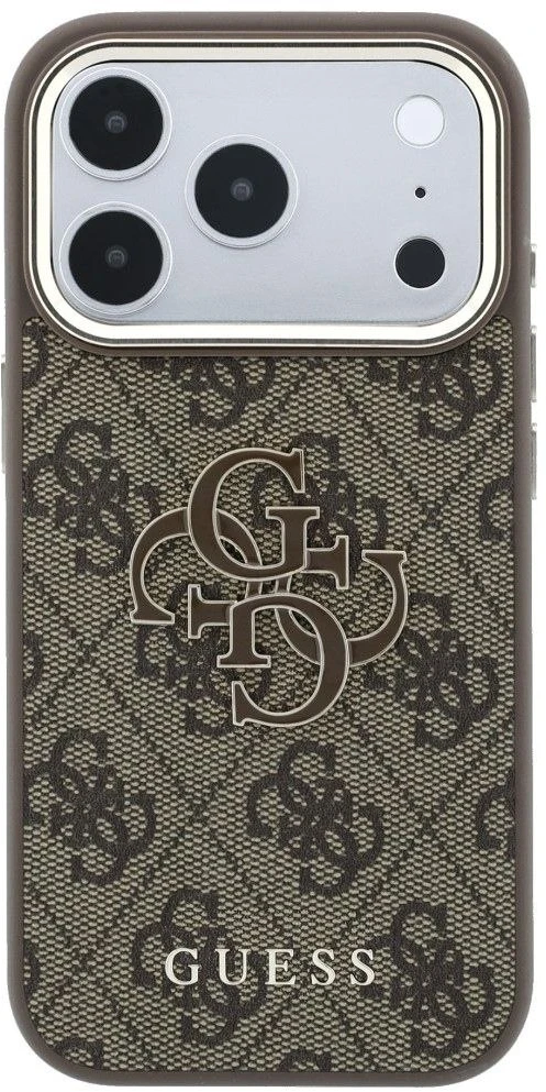 Dėklas Guess 4G & Big Resin Logo skirtas iPhone 18 Pro / iPhone 17 Pro rudas