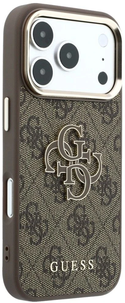 Dėklas Guess 4G & Big Resin Logo skirtas iPhone 18 Pro / iPhone 17 Pro rudas
