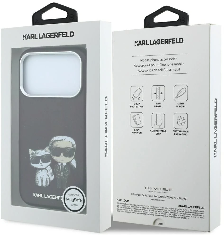Dėklas Karl Lagerfeld case for IPHONE 18 Pro /17 Pro compatible with MagSafe (Bodies Sketch) burgudny