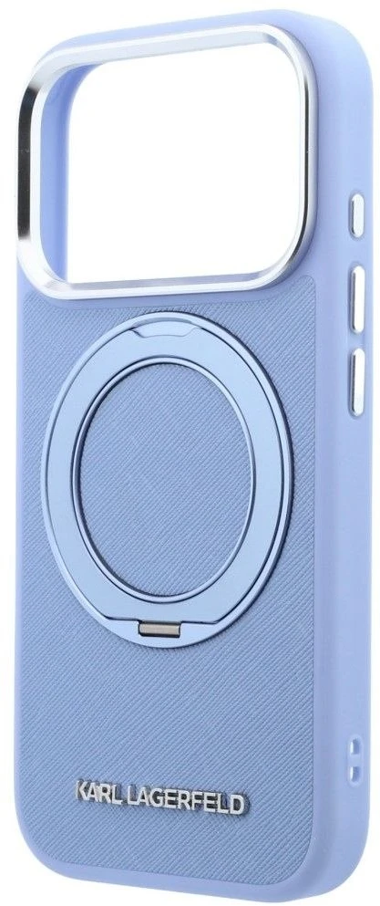 Karl Lagerfeld dėklas IPHONE 18 Pro/17 Pro suderinamas su MagSafe (Saffiano Classic Logo) šviesiai mėlynas