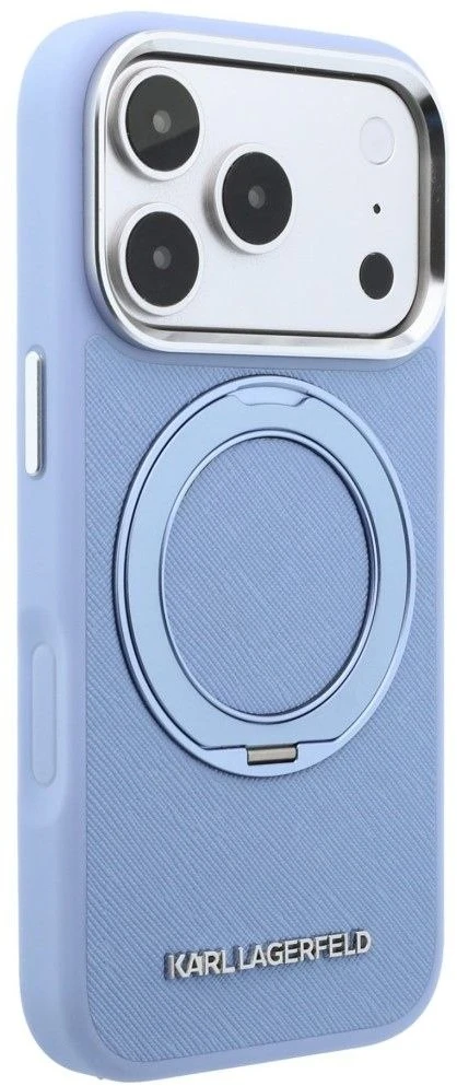 Karl Lagerfeld dėklas IPHONE 18 Pro/17 Pro suderinamas su MagSafe (Saffiano Classic Logo) šviesiai mėlynas