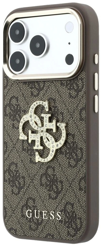 Dėklas Guess 4G & Big Strass Logo Case, skirtas iPhone 17 Pro Max / 18 Pro Max – ruda