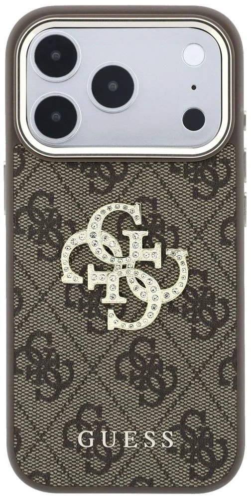 Dėklas Guess 4G & Big Strass Logo Case, skirtas iPhone 17 Pro Max / 18 Pro Max – ruda