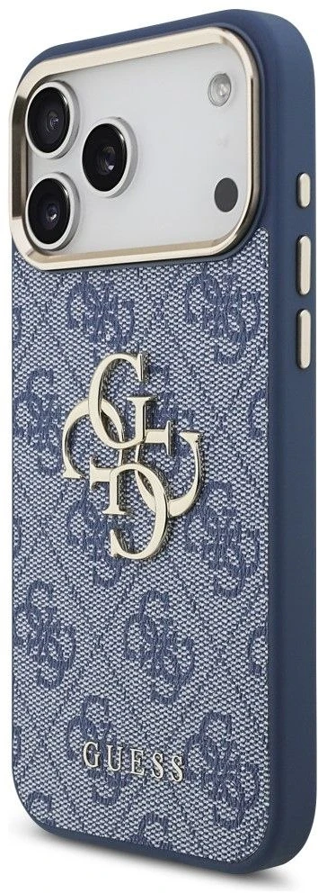 Dėklas Guess 4G Big 4G Classic Logo Case, skirta iPhone 18 Pro Max / 17 Pro Max – mėlyna ir auksinė