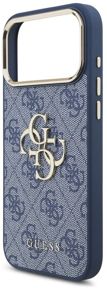 Dėklas Guess 4G Big 4G Classic Logo Case, skirta iPhone 18 Pro Max / 17 Pro Max – mėlyna ir auksinė