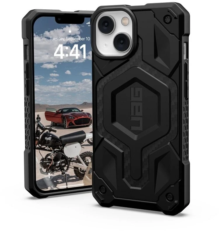 UAG Urban Armor Gear dėklas MONARCH, suderinamas su „MagSafe“, skirtas IPHONE 14 Plus, anglies pluošto