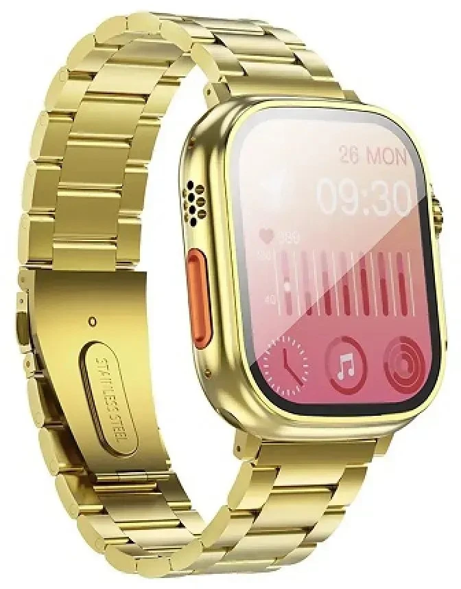 Išmanusis laikrodis Hoco 1,96" TFT with call function Y12 Ultra titanium auksinis [EOL]