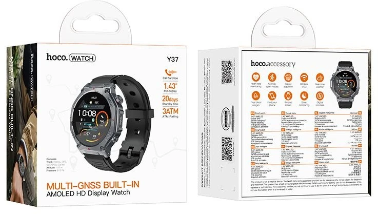 Išmanusis laikrodis Hoco 1,43" AMOLED GPS with call function Y37 juodas