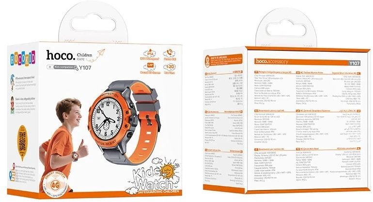 Išmanusis laikrodis for kids Hoco 1,28" 4G GPS with call function Y107 oranžinis