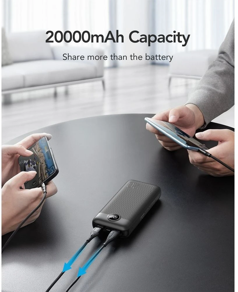 Powerbank Veger L20S (VP2039PD / W2039PD) PD QC3.0 2A 20W 20000 mAh baltas