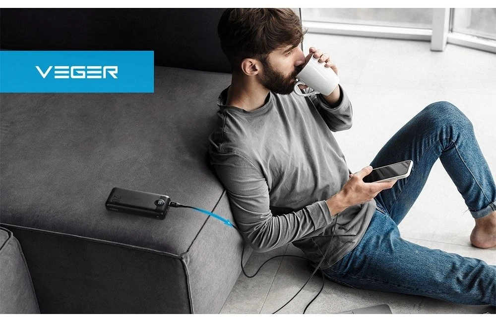 Powerbank Veger L20S (VP2039PD / W2039PD) PD QC3.0 2A 20W 20000 mAh baltas