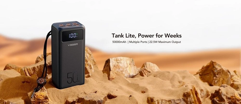 Powerbank Veger Tank Lite (W5001) PD QC3.0 5A 22,5W 50000 mAh juodas