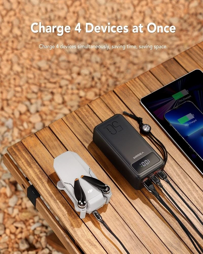 Powerbank Veger Tank Lite (W5001) PD QC3.0 5A 22,5W 50000 mAh juodas
