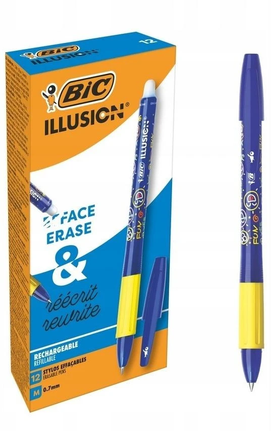 BIC trinamasis tušinukas Illusion 0,7 mm, Gelinis, mėlynas, pakuotėje 12 vnt.