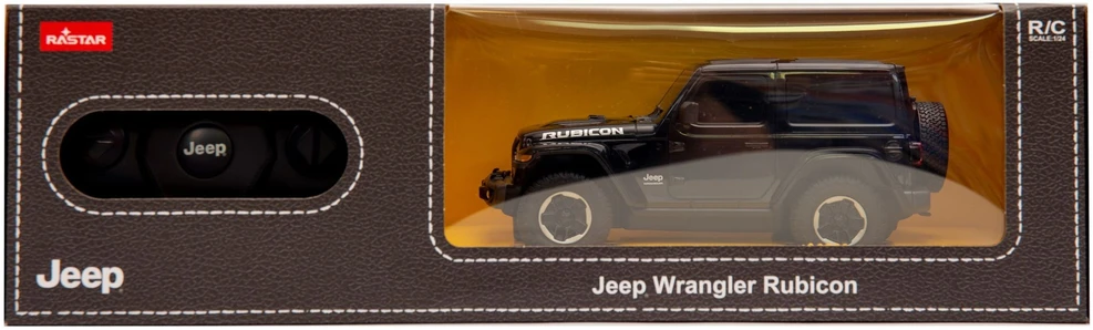Jeep Wrangler JL mastelio 1:24 Rastar 79500 valdomas juodas automobilis