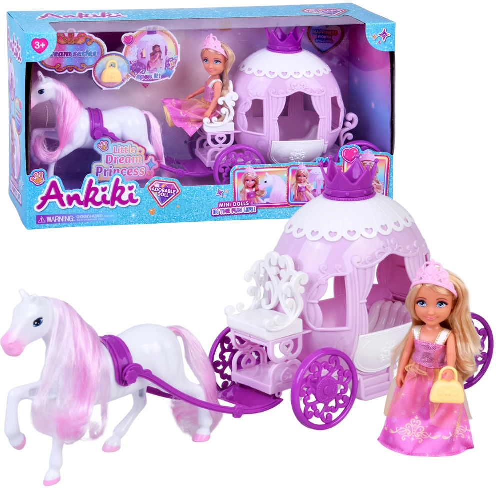Jokomisiada Ankiki Mini Doll with Carriage – Little Princess in a Rožinė Dress ZA6007