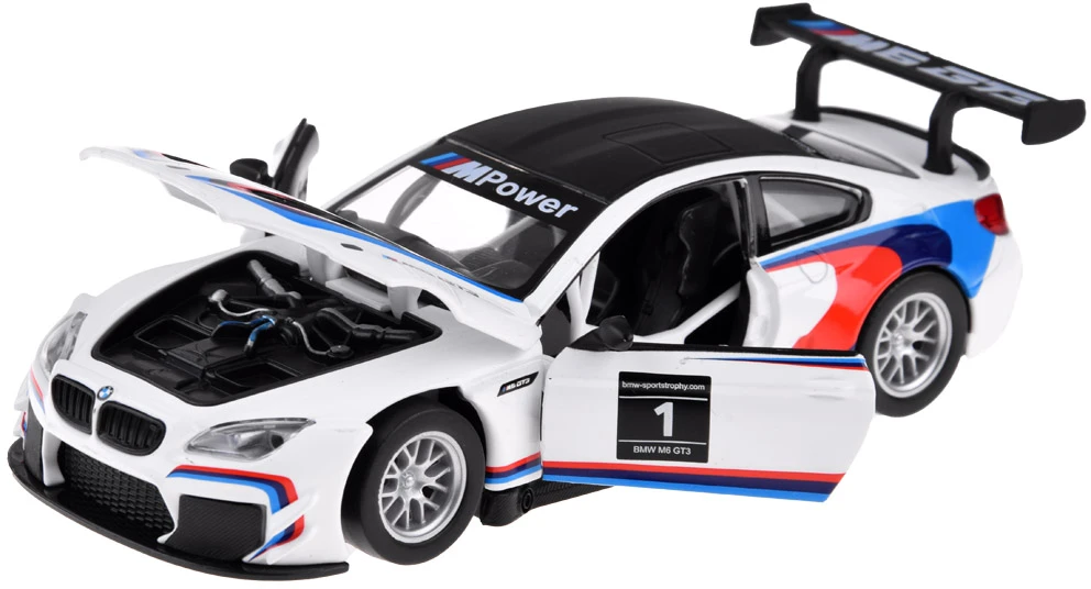 Jokomisiada Metalo automobilių sporto modelis „BMW M6 GT3“ skalė 1:32 Šviesos garsas ZA4613